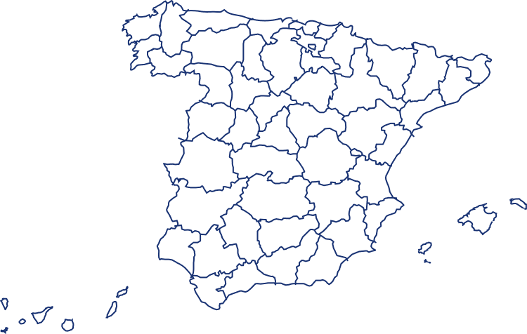 Mapa de provincias de España donde trabaja Aislaenergy
